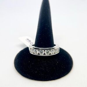 Mens Moissanite Ring Anniversary Wedding Band 925 18K GRA Certified Eternity
